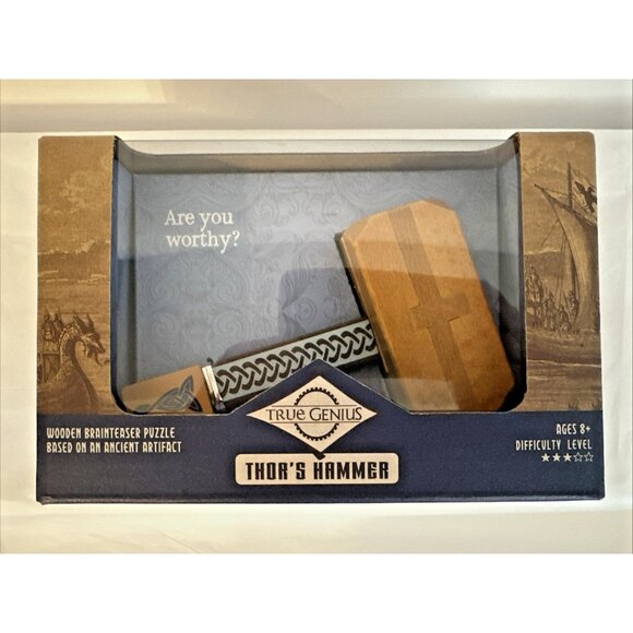 THOR’S HAMMER Wooden Puzzle 3 Star Difficulty By True Genius Learning New Sealed - Picture 2 of 7